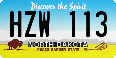 ND license plate HZW113