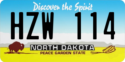 ND license plate HZW114