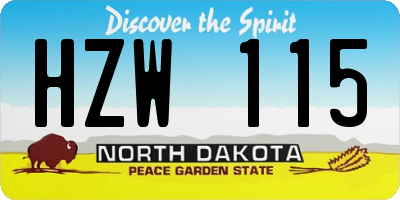 ND license plate HZW115
