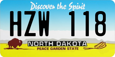 ND license plate HZW118