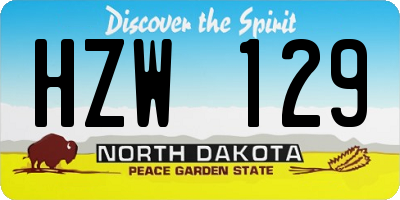 ND license plate HZW129