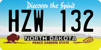 ND license plate HZW132