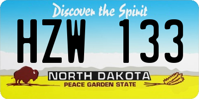 ND license plate HZW133