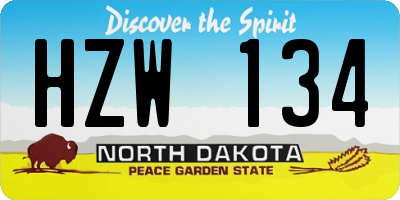ND license plate HZW134