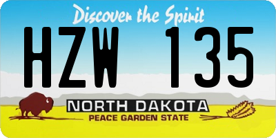 ND license plate HZW135