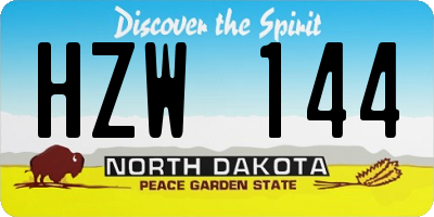ND license plate HZW144