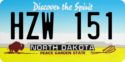 ND license plate HZW151