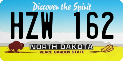 ND license plate HZW162