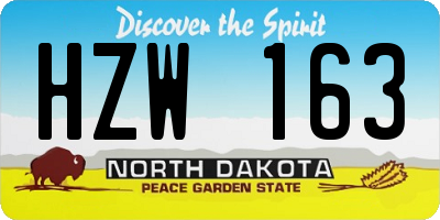 ND license plate HZW163