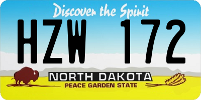 ND license plate HZW172