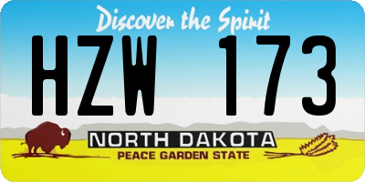 ND license plate HZW173