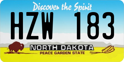 ND license plate HZW183