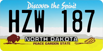 ND license plate HZW187