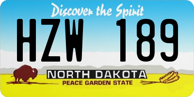 ND license plate HZW189