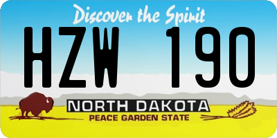 ND license plate HZW190