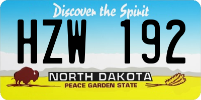 ND license plate HZW192