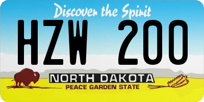 ND license plate HZW200