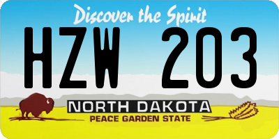 ND license plate HZW203