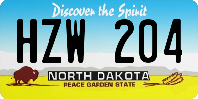 ND license plate HZW204