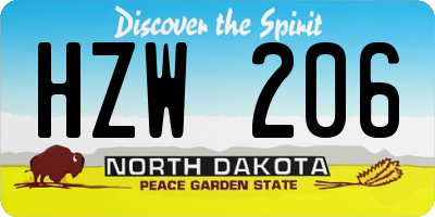 ND license plate HZW206