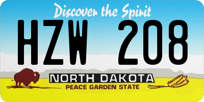 ND license plate HZW208
