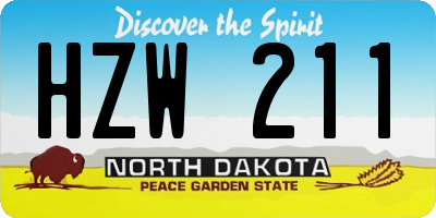ND license plate HZW211