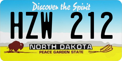 ND license plate HZW212
