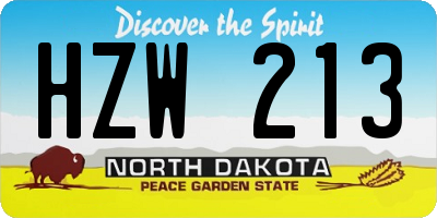 ND license plate HZW213