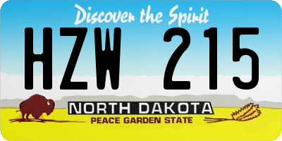 ND license plate HZW215