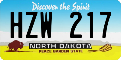ND license plate HZW217