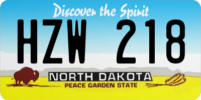 ND license plate HZW218