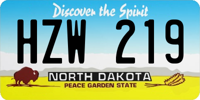 ND license plate HZW219