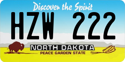 ND license plate HZW222
