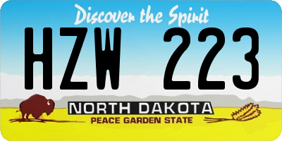 ND license plate HZW223