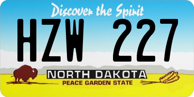 ND license plate HZW227