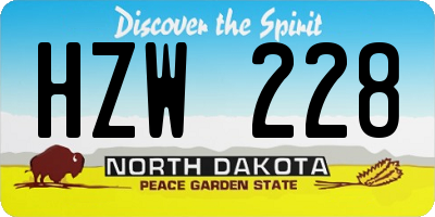 ND license plate HZW228