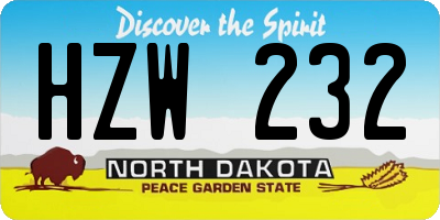 ND license plate HZW232