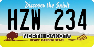 ND license plate HZW234
