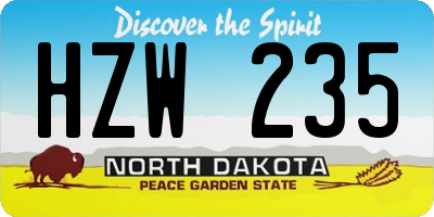 ND license plate HZW235