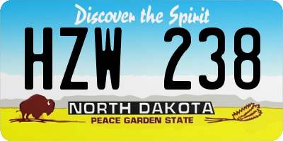 ND license plate HZW238