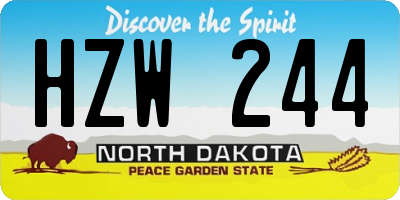 ND license plate HZW244