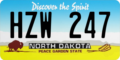 ND license plate HZW247