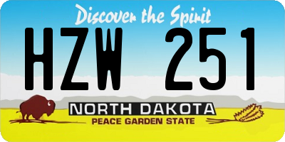 ND license plate HZW251