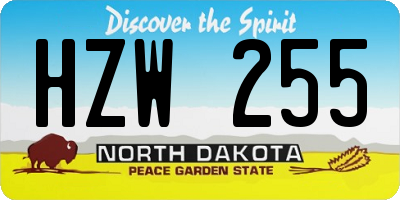 ND license plate HZW255