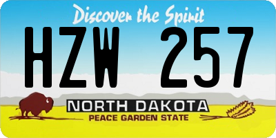 ND license plate HZW257