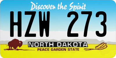ND license plate HZW273