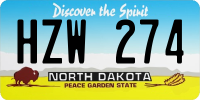 ND license plate HZW274