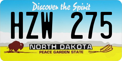 ND license plate HZW275