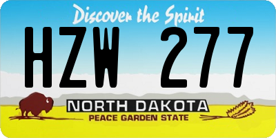 ND license plate HZW277