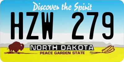 ND license plate HZW279